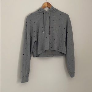 Grey star cropped hoodie